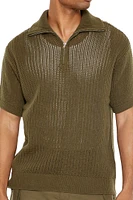 Sweater-Knit Half-Zip Shirt