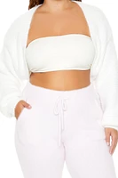 Plus Fuzzy Shrug Cardigan Sweater