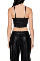 Faux Leather V-Hem Bustier Cami