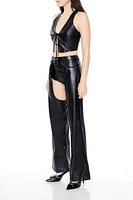 Faux Leather Combo Cutout Pants