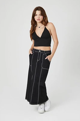 Twill High-Rise Maxi Skirt