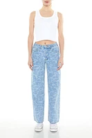 Water Print Wide-Leg Jeans