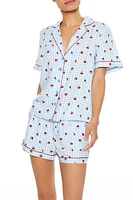 Cherry Print Shirt & Shorts Pajama Set