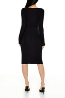 Square-Neck Bodycon Midi Dress