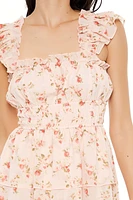 Tiered Chiffon Floral Mini Dress