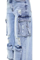 Distressed High-Rise Cargo Jeans