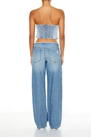 Frayed Low-Rise Baggy Jeans