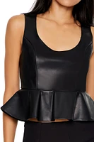 Faux Leather Peplum Crop Top