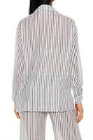 Striped Lightweight Swim Cover-Up Shirt Dress