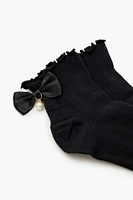 Faux Pearl Bow Crew Socks