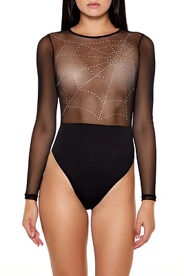 Rhinestone Spider Web Bodysuit