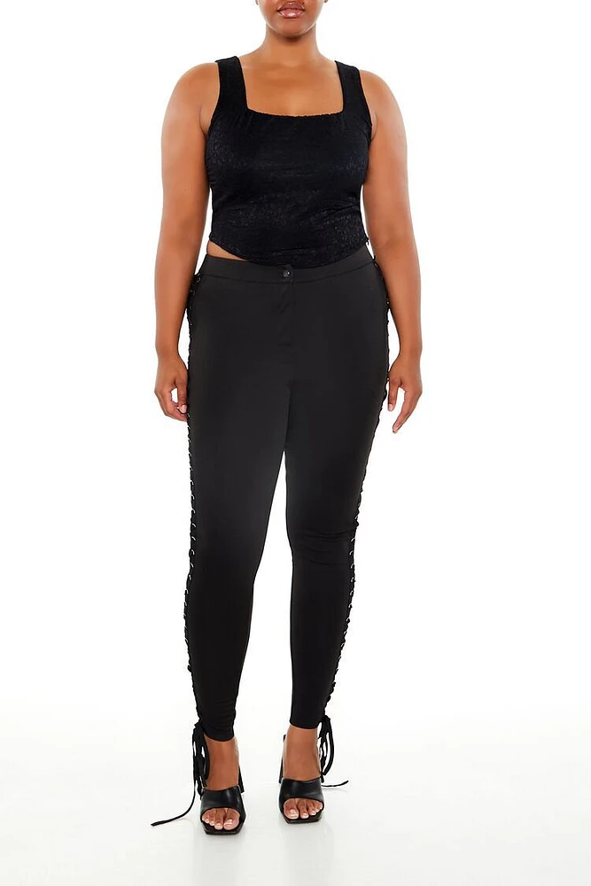 Plus Lace-Up Leggings