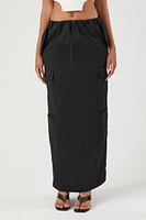 Toggle Drawstring Cargo Midi Skirt