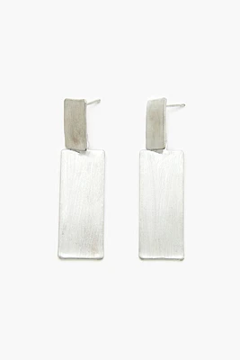 Brushed Rectangular Drop Earrings