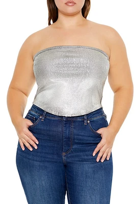 Plus Ribbed Metallic Crop Top