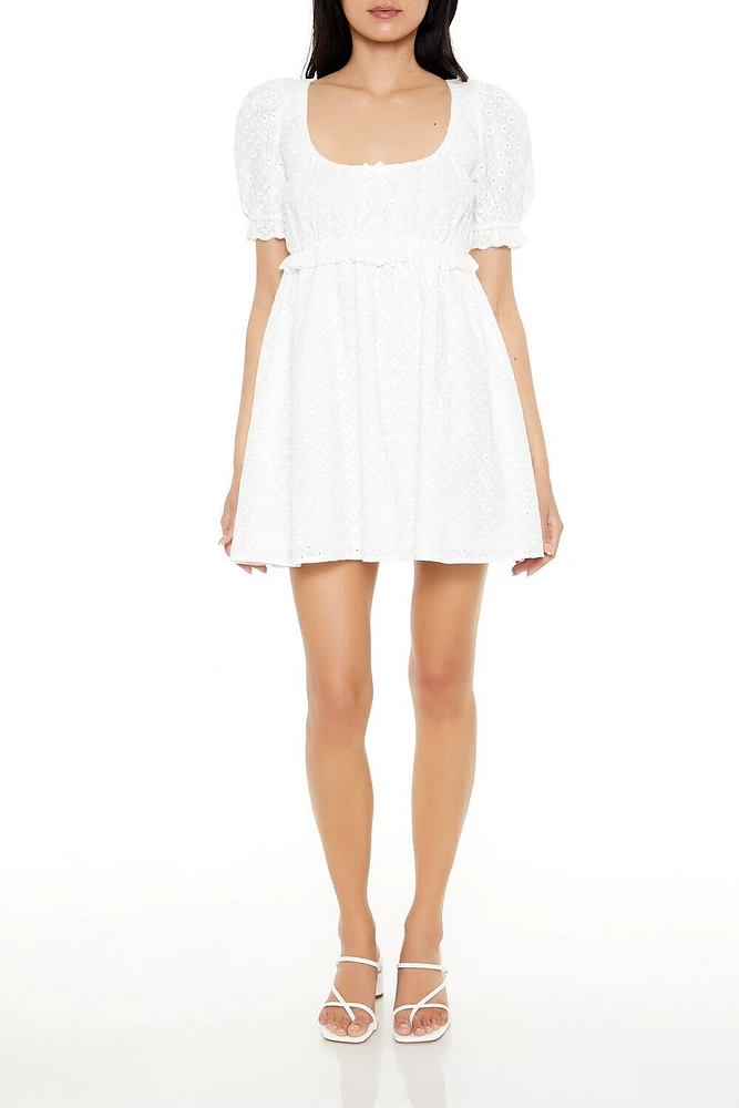Eyelet Mini Babydoll Dress