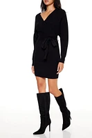 Surplice Midi Sweater Dress