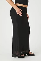 Plus Mesh Lettuce-Edge Maxi Skirt