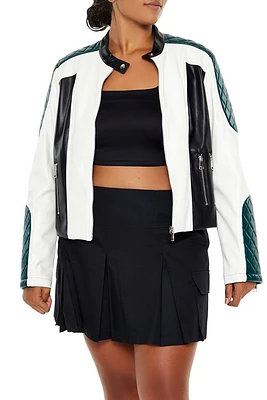 Plus Colorblock Moto Jacket