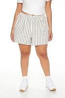 Plus Striped High-Rise Shorts