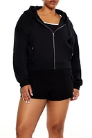 Plus Cropped Zip-Up Hoodie