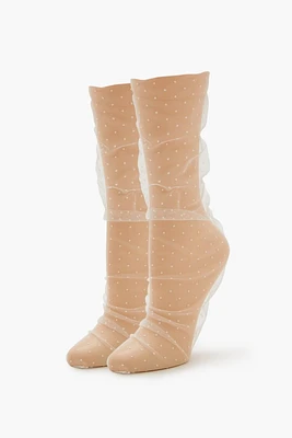 Sheer Clip-Dot Crew Socks