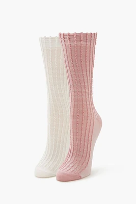 Textured Rib-Knit Crew Socks