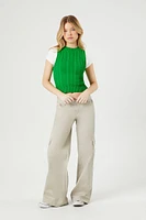 Sleeveless Sweater-Knit Crop Top