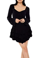 Tiered Bell-Sleeve Mini Dress