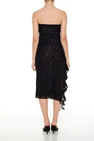 Ruffle Lace Midi Strapless Dress