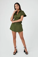 Shirred Flare Shorts