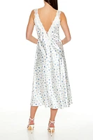 Lace-Trim Floral Midi Slip Dress