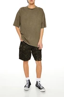 Distressed Camo Denim Shorts