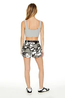 Belted Camo Print Shorts