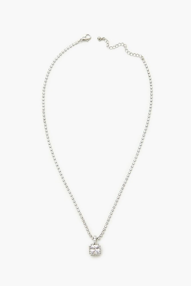 CZ Pendant Box Chain Necklace