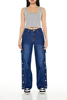 High-Rise Wide-Leg Cargo Jeans