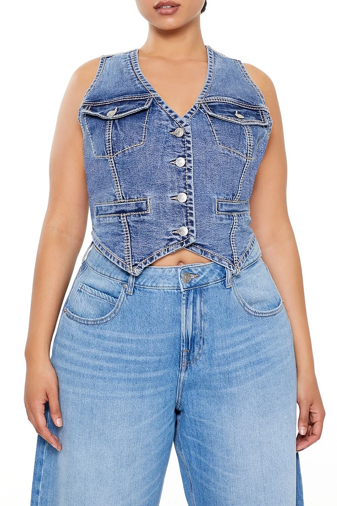 Plus Cropped Denim Vest