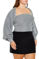 Plus Metallic Shrug Sweater