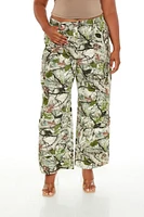 Plus Leaf Print Cargo Pants