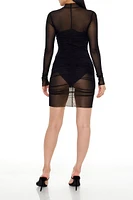 Ruched Sheer Bodycon Mini Dress