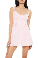 Lace-Trim Tie-Strap Mini Dress