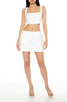 Beaded Lattice Mini Skirt