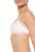 Lace-Trim Striped Bralette