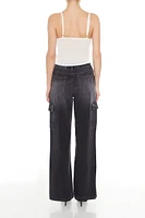 Stone Wash Wide-Leg Cargo Jeans