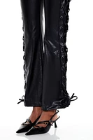Lace-Up Faux Leather Bootcut Pants