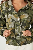 Twill Camo Print Hooded Jacket