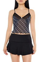 Plaid Rosette Cropped Cami