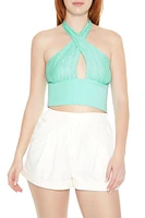 Gauze Halter Crop Top