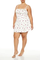 Plus Floral Print Mini Dress