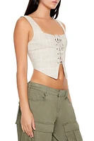 Plaid Lace-Up Corset Crop Top